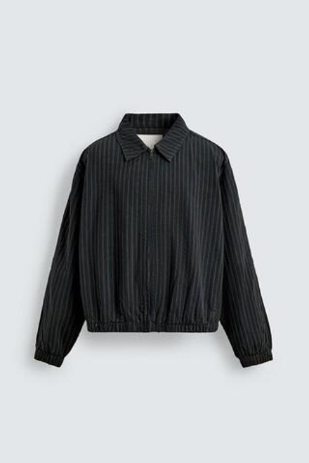 ZARA КУРТКА ИЗ РЕЛЬЕФНОЙ ТКАНИ В ПОЛОСКУ, СИНИЙ