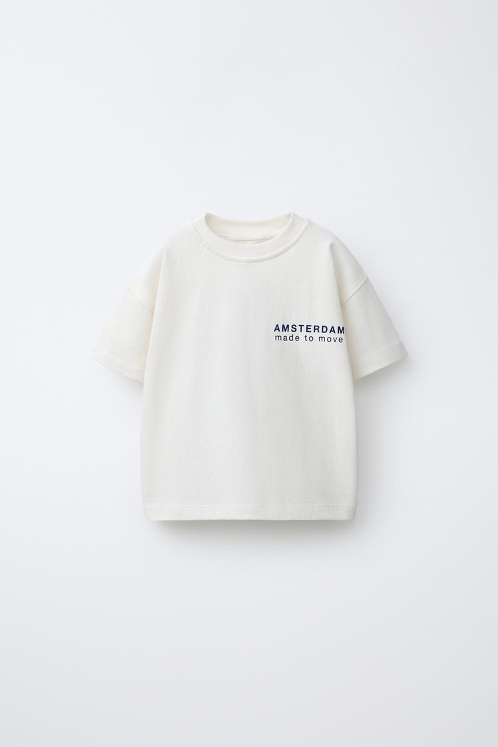 ZARA ФУТБОЛКА С ВЕЛОПРИНТОМ, ЭКРЮ