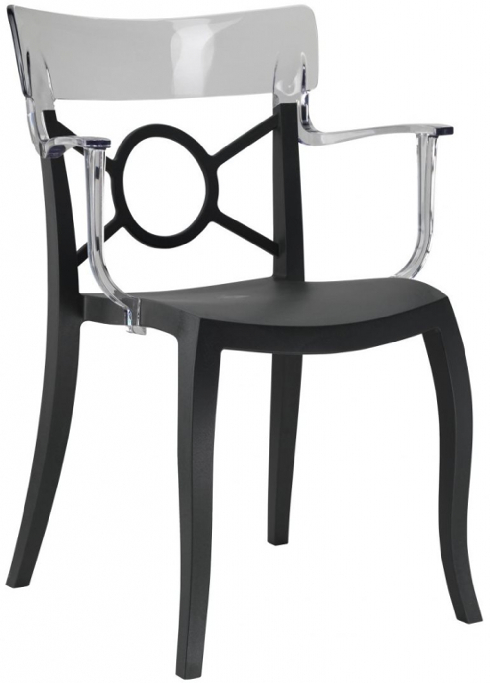 Кресло пластиковое Papatya Opera-K, черный, прозрачный