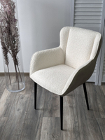 Стул М-City DISAUR Волкано (Volcano) Белый Wales-101, ткань, Светло-Беж Maison 09, Экокожа, Черный каркас