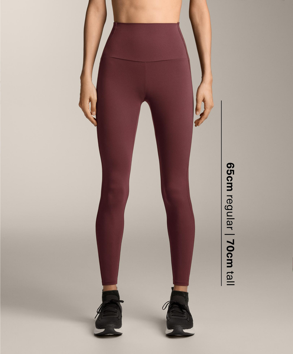 OYSHO Легинсы Comfortlux с высокой талией и отделкой в ​​рубчик длиной до щиколотки, бордовый