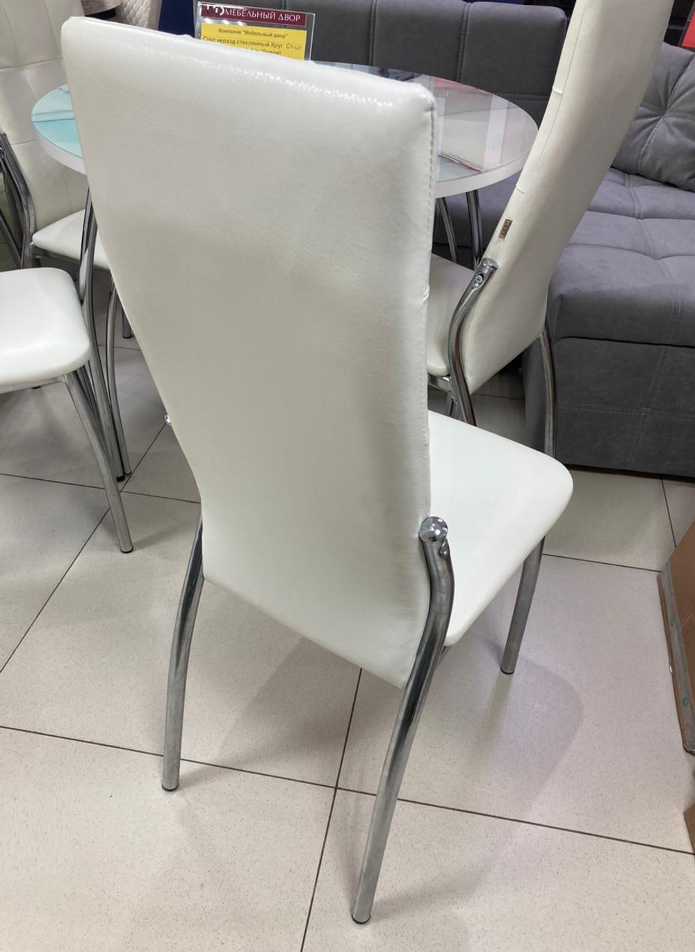Стул Хилтон каркас хром квадрат основание экокожа белая