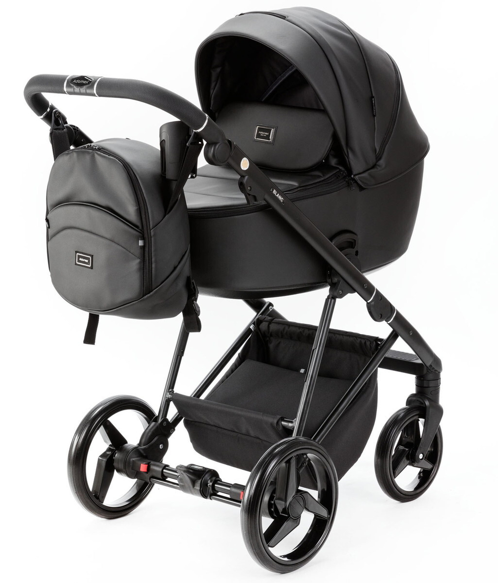 Детская коляска Adamex Blanc Deluxe 3 в 1 BL-SA02 (ЧЕРНАЯ КОЖА 100%)