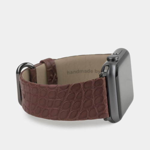 Ремешок для Apple Watch 44/45/46 mm из кожи аллигатора, коричневого цвета