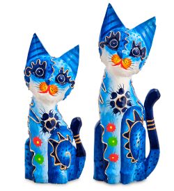 Decor and Gift 99-024 Фигурка «Кошка» н-р из двух 30, 20 см (албезия, о.Бали)