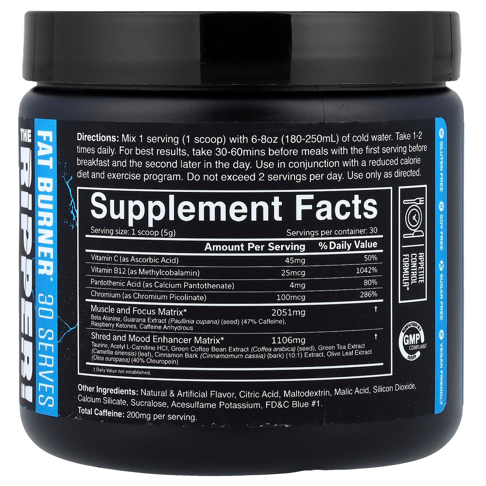 JNX Sports, Потрошитель! сжигатель жира, со вкусом голубой малины, 150 г (5,3 унции)