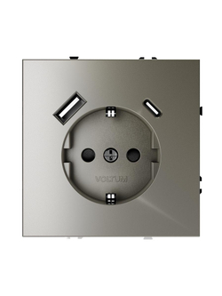 Розетка 1-м СП S70 16А с USB A+С с заземл. защ. шторки механизм шелк Voltum VLS040504