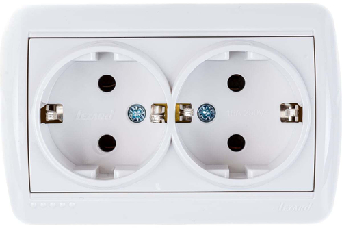 Lezard Ната Розетка ОУ 2 мест. 16А белый земля керамика корпус PC 710-0200-127