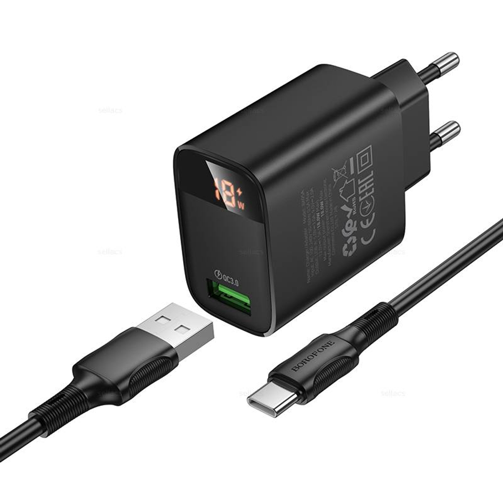 Зарядное устройство на Micro QC3.0 Borofone BA95A (black)