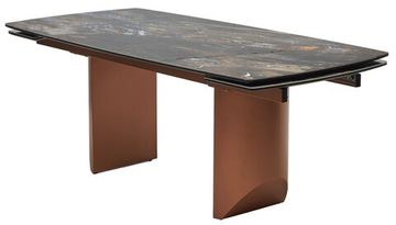 Стол ПУАНТО 200 TITANIUM LAWA NERO, керамика / МЕДЬ каркас