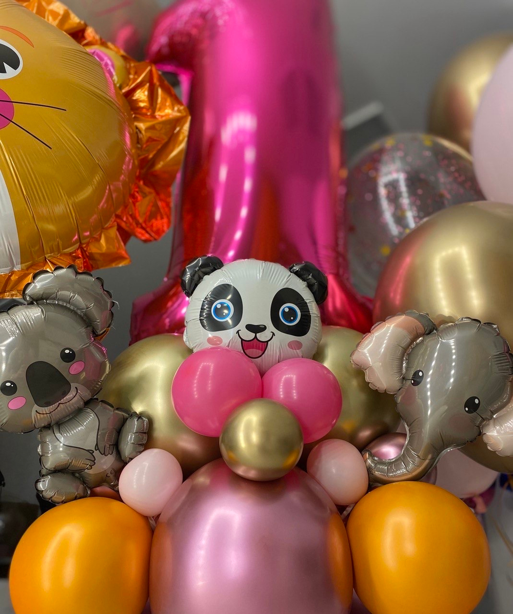 Набор воздушных шаров на годик девочке, Лев №2360