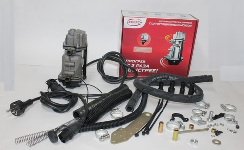 Подогреватель предпуск. универс.  Северс +  с помпой (1,5 кВт + монтажный к-т) с бамперным разъемом (СЕВЕРС)
