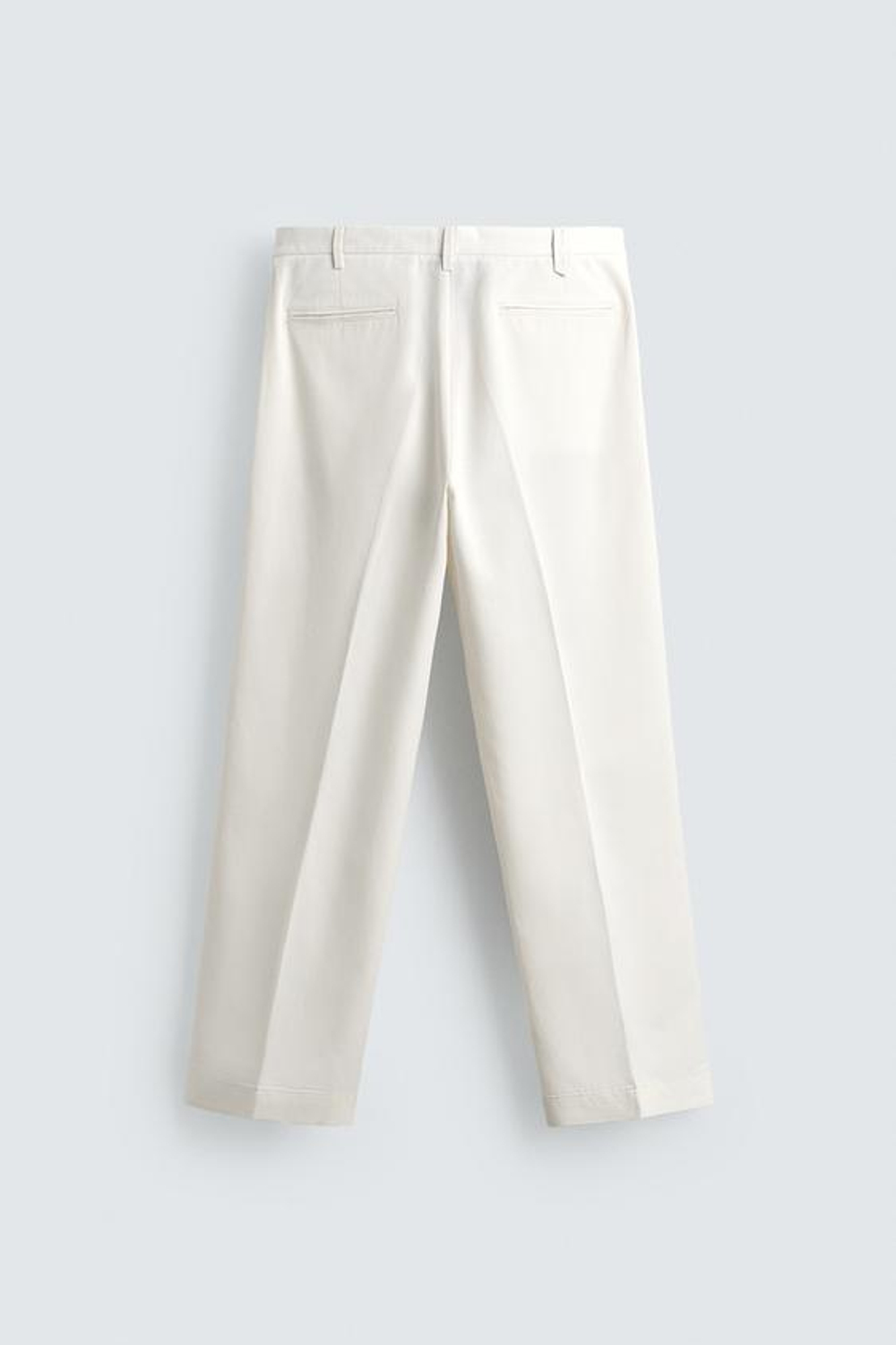 ZARA БРЮКИ REGULAR FIT ИЗ ВИСКОЗЫ И ХЛОПКА, ЖЕЛТОВАТО-БЕЛЫЙ