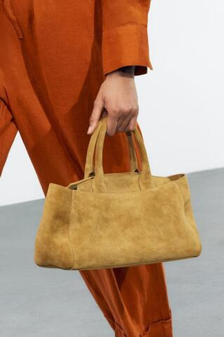 ZARA МИНИ-СУМКА ИЗ ЗАМШИ, ЖЕЛТЫЙ