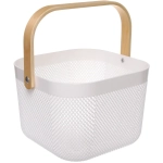 Корзина для хранения с деревянной ручкой «ФАРГО», цвет белый, 24*23,5*18см