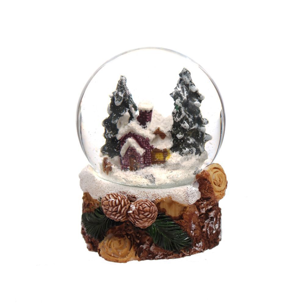 GAEM Фигурка декор в стекл шаре "Домик" (подсвет, LR44x2 н/п), D 6 см, L7 W7,5 H8 см, 2в.