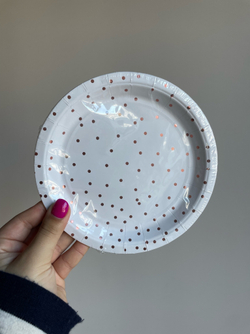 Тарелка Горошек RoseGold белая 18см6штPD