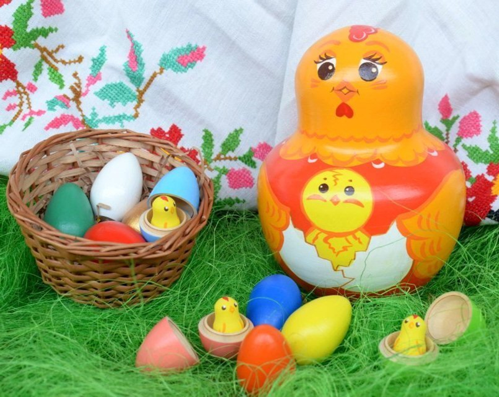 Счетный материал - укладка Курочка-несушка с цыплятами, Катюша