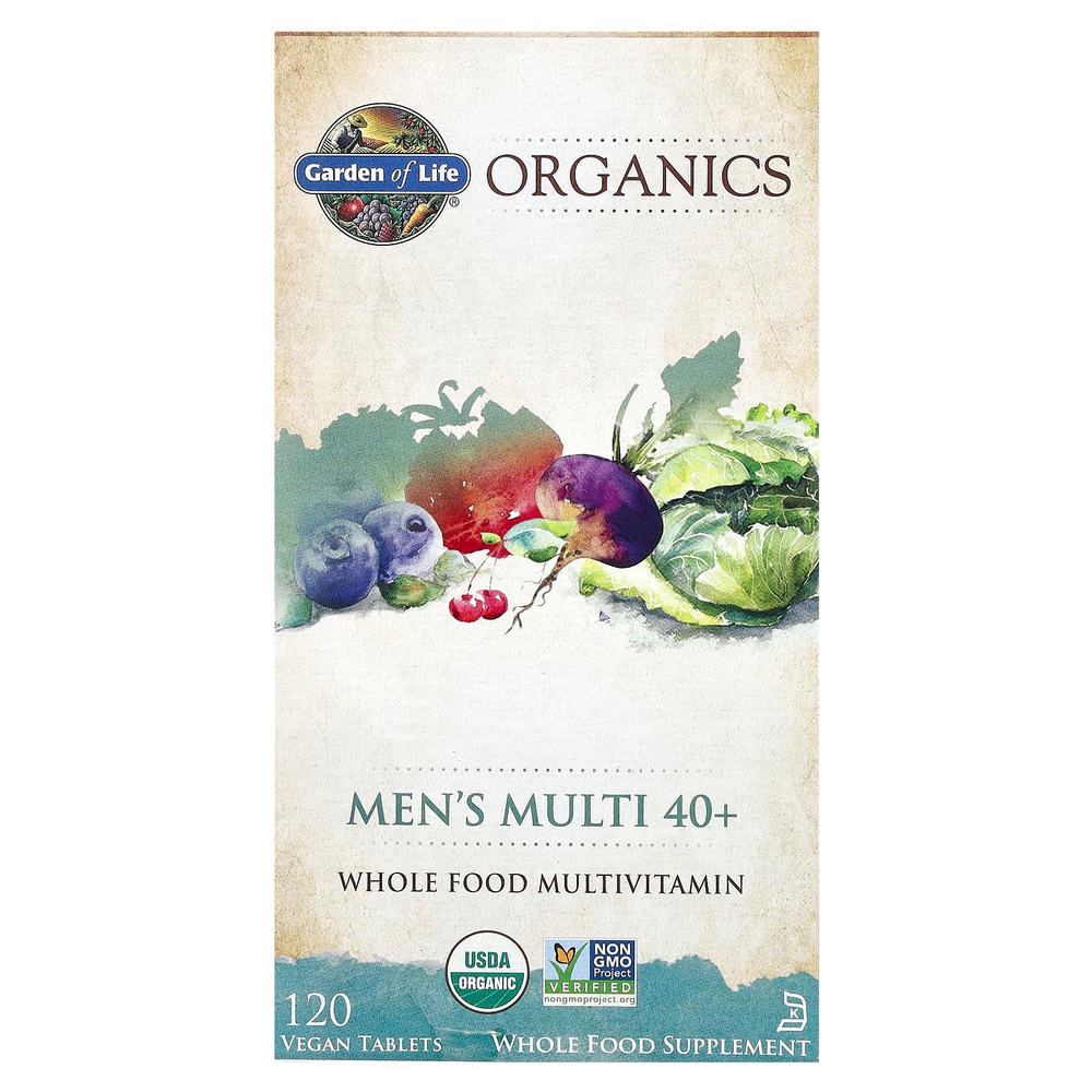 Garden of Life, Organics, мультивитамины для мужчин от 40 лет, 120 веганских таблеток
