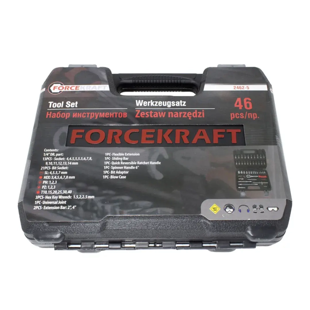 Набор инструмента 46пр. 1/4''(6-гран.)(4-14мм) FORCEKRAFT FK-2462-5