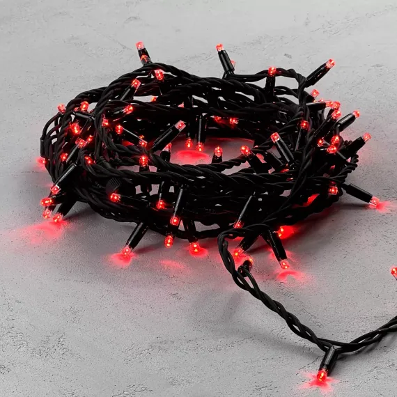 Светодиодная гирлянда Sealed 10 м., 220V., 100 красных LED ламп, черный каучук, Beauty Led (LL100-1-2R)