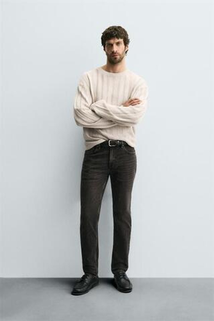 ZARA ДЖИНСЫ SLIM FIT БАЗОВЫЕ, СЕРЫЙ / БЕЖЕВЫЙ