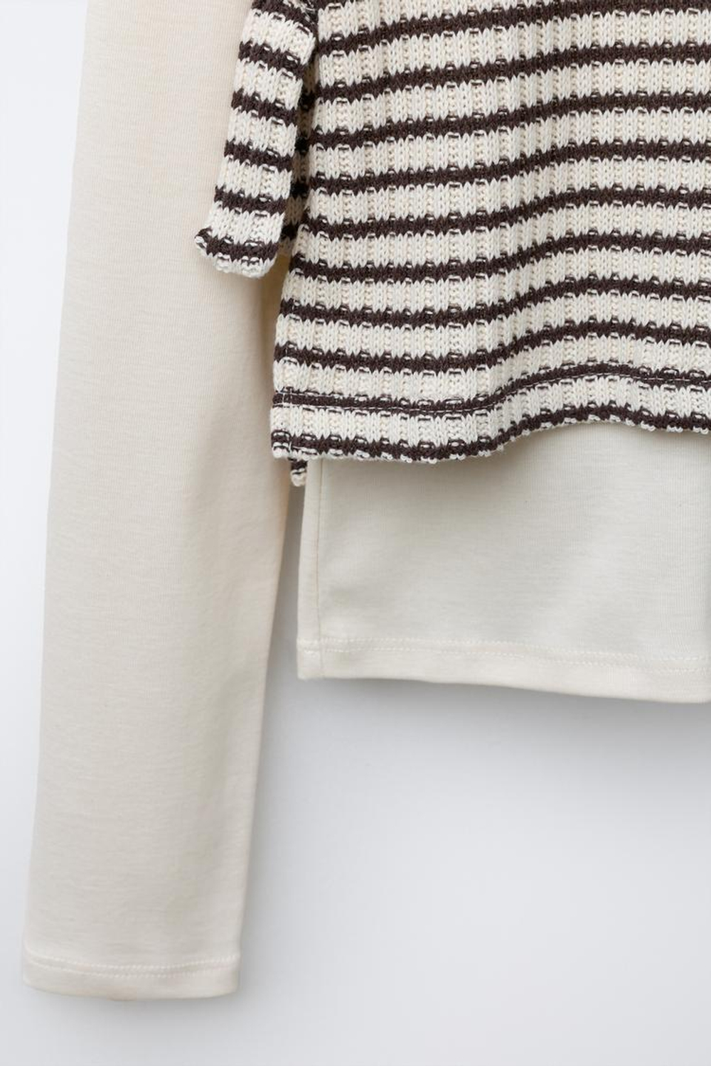 ZARA ФУТБОЛКА С КОМБИНИРОВАННЫМ ЖИЛЕТОМ В ПОЛОСКУ, ПОЛОСКИ