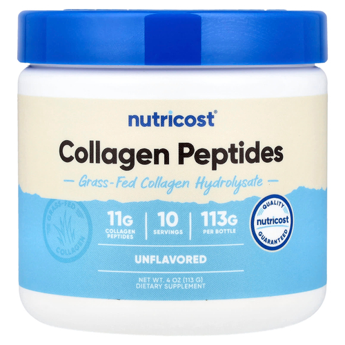 Nutricost, экологически чистые пептиды коллагена от животных травяного откорма, без вкусовых добавок, 113 г (4 унции)