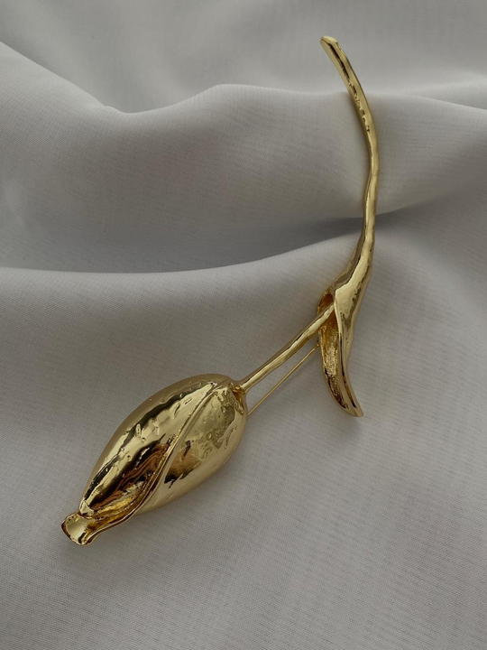 Брошь "Тюльпан", оттенок золото