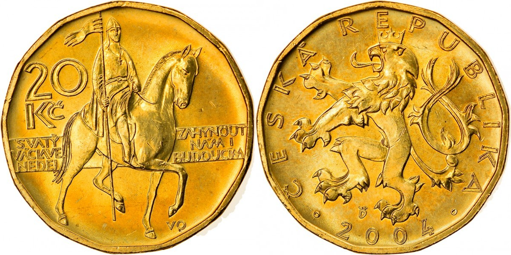 Чехия 20 крон, 2004 Святой Вацлав XF