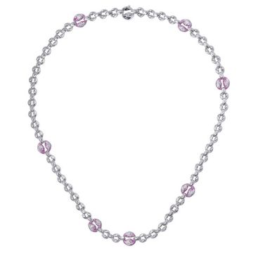 Колье с Бриллиантами и Розовыми Сапфирами, N0132-0/1