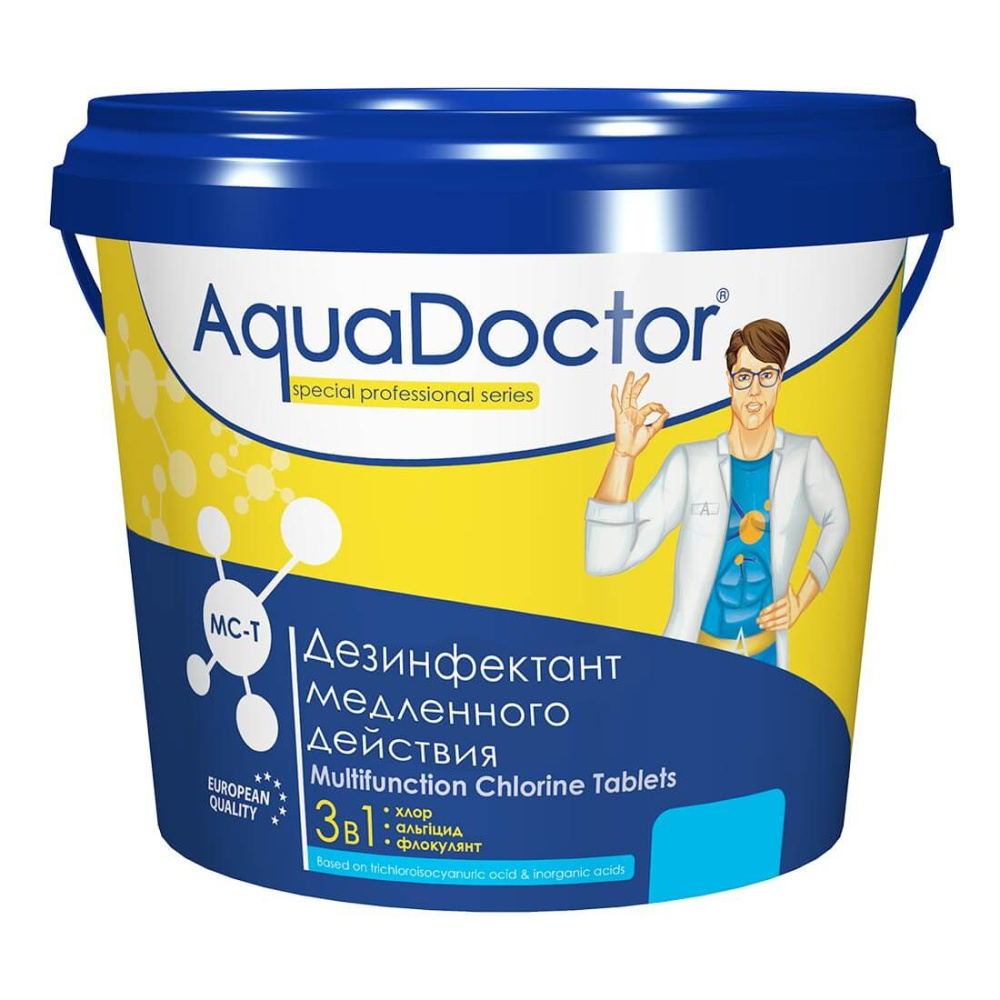 AquaDoctor MC-T, 1 кг, табл. 200 г, комбинированное средство 3 в 1 (хлор, альгицид, флокулянт) (15972)