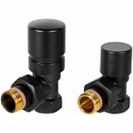 Комплект клапанов термостатических угловой STOUT Design - 1/2" (ВР/НР-американка, PN10, Tmax 120°C, EPTF уплотнение, цвет черный)