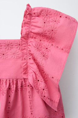 ZARA ПЛАТЬЕ С ВЫШИТЫМИ ЦВЕТАМИ, КЛУБНИЧНЫЙ