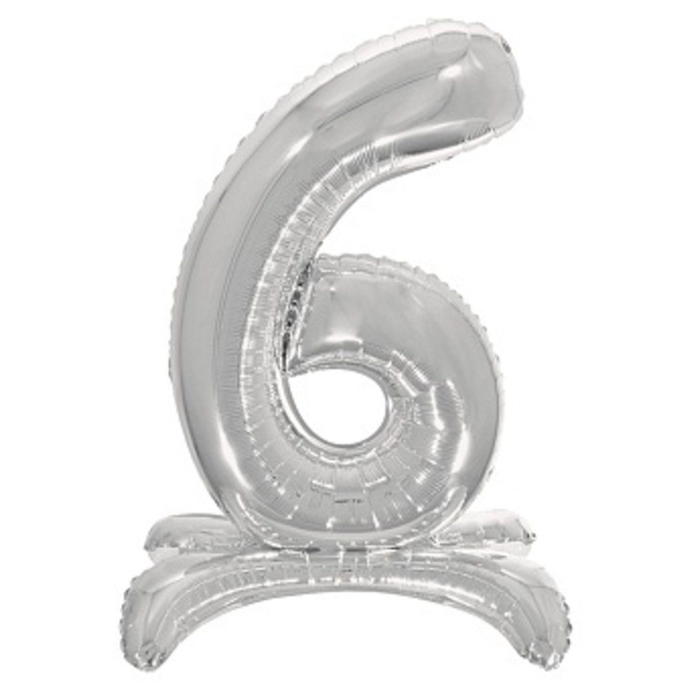 К Цифра 6 на подставке Серебро 32''/81 см.