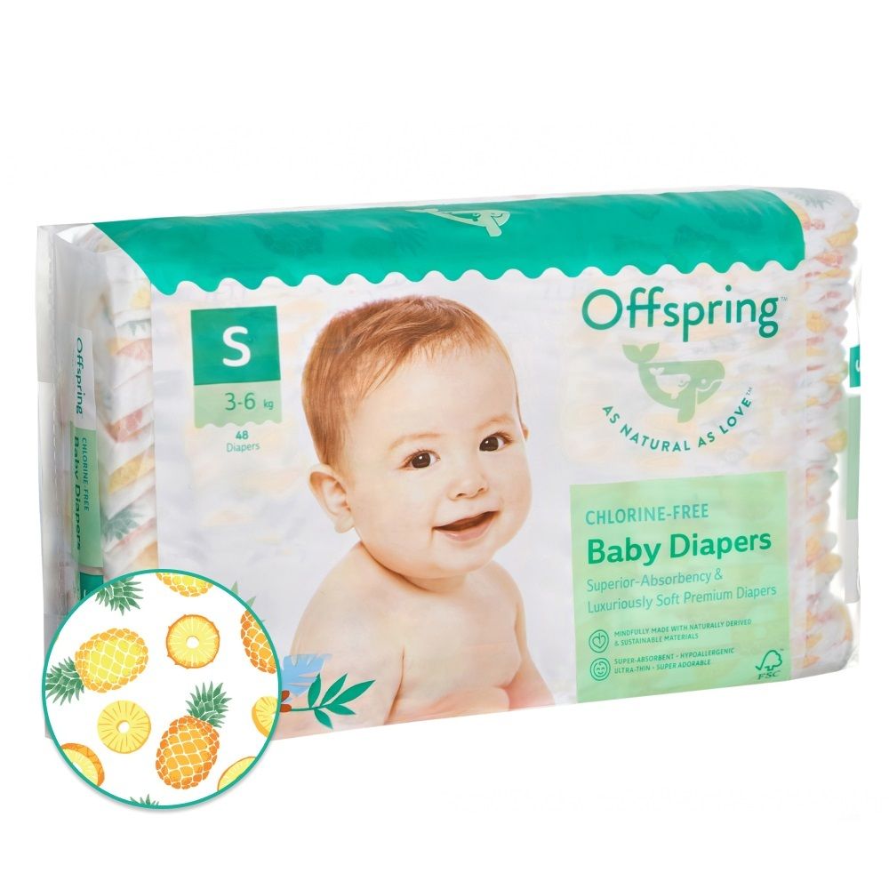 Offspring подгузники s 3-6кг 48шт ананасы