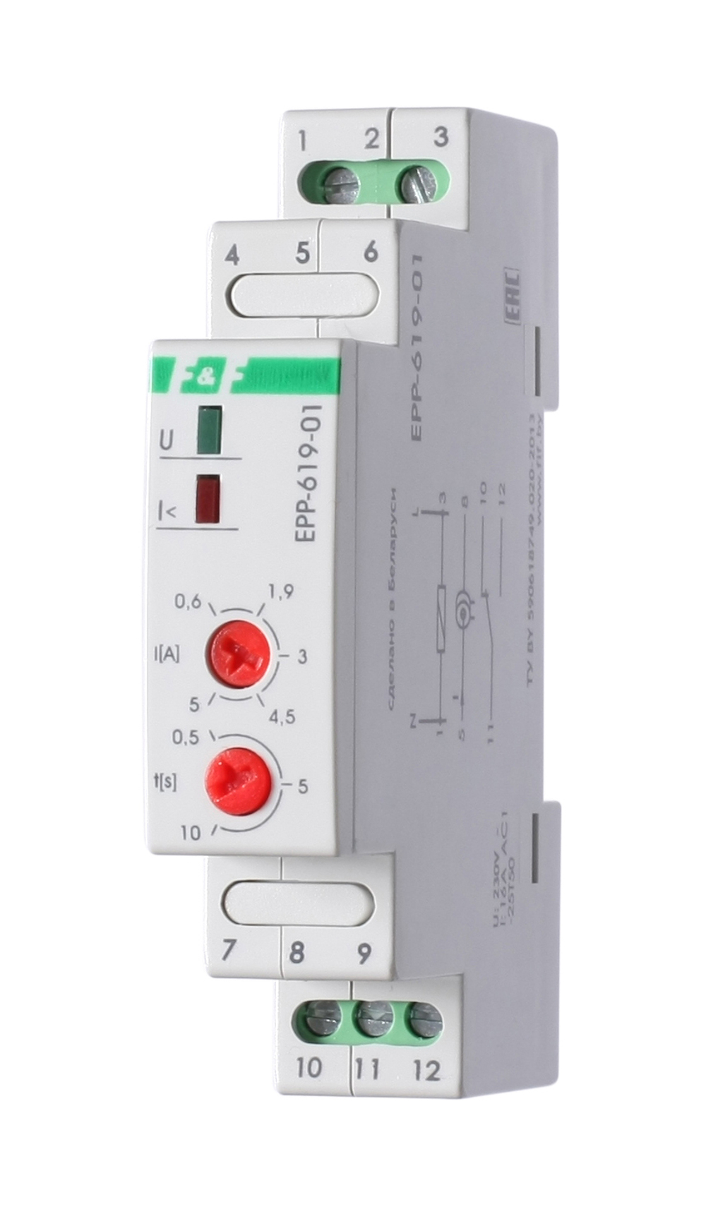 Реле контроля тока EPP-619-01 16А 230В AC (диапазон контролируемых токов 0,6-5А)