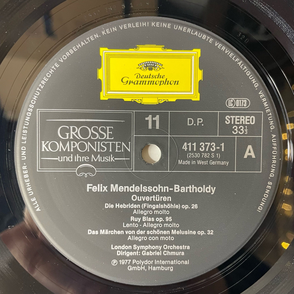 Винтажная виниловая пластинка LP Mendelssohn Мендельсон, London Symphony Orchestra, Gabriel Chmura, Ouverturen Mit Ein Sommernachtstraum Op. 21 (Германия 1984)