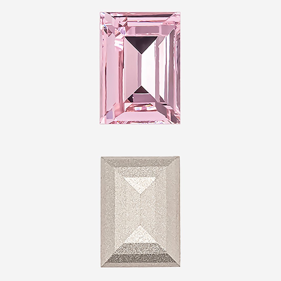 Кристалл Прямоугольник (Step Cut Fancy Stone), оттенок "Розовый"/"Rose", 14*10мм