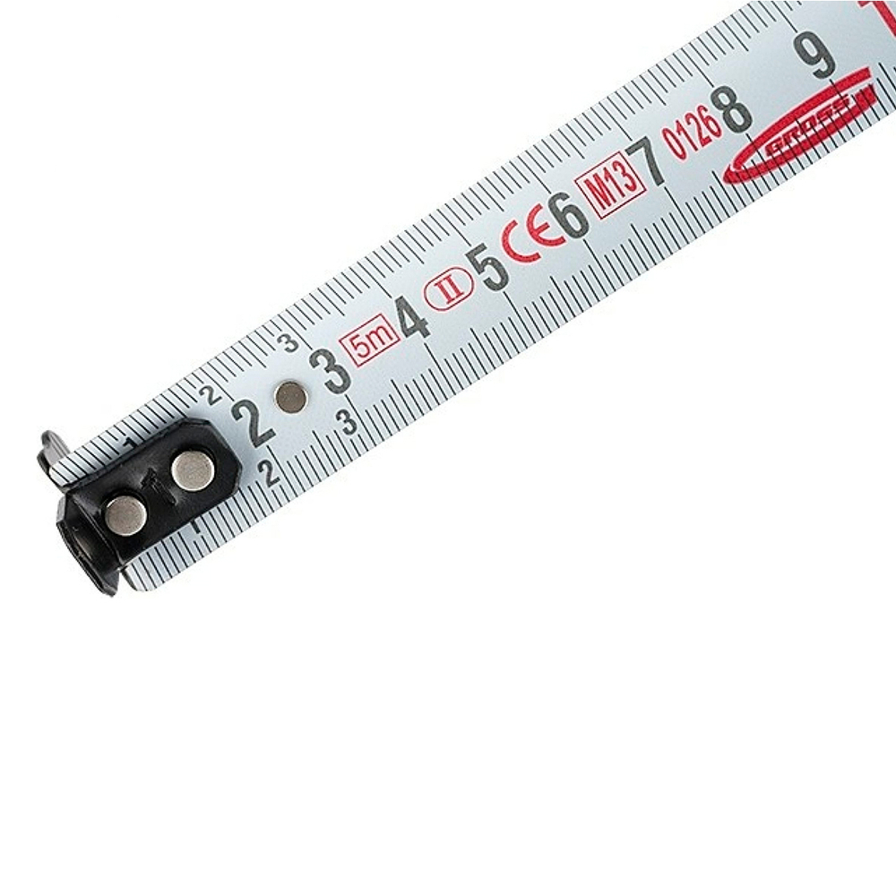 Рулетка Gross Doppelhaken, двухсторонняя шкала, с автостопом, обрезиненная, 5 м x 19 мм