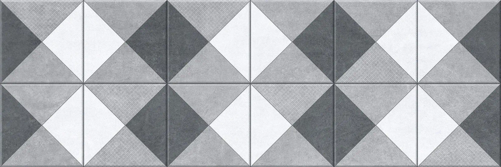 Настенная плитка Alma Ceramica TWU93ORG27R Origami 30x90 серая / белая матовая под мозаику с орнаментом