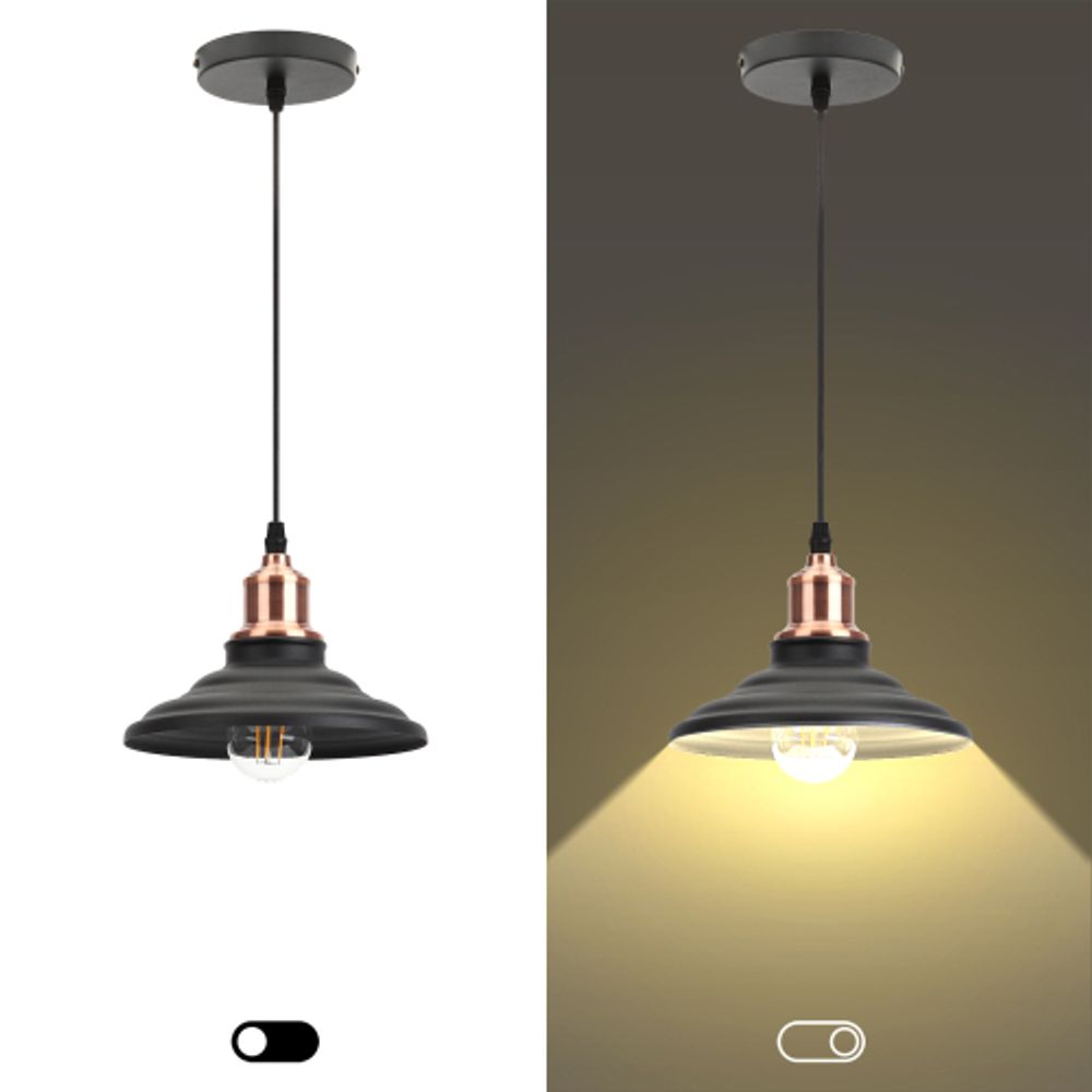 Светильник подвесной (подвес) ЭРА PL4 BK/RC металл, E27, max 60W, высота плафона 80мм, подвеса 800мм, черный/медь | Подвесы в стиле LOFT