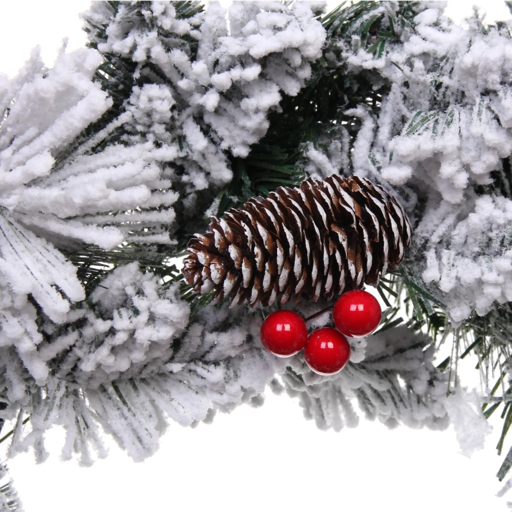 Венок хвойный новогодний «Снежное кружево» 50 см, резина, леска, ПВХ (SQ1010A-50)