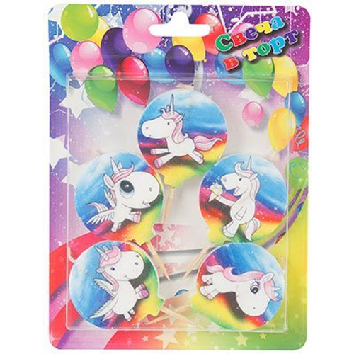 Свечи д/торта на пиках Единорог