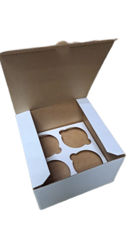 Коробка на 4 капкейка Белая, гофрокартон, 16 х 16 х 10 см