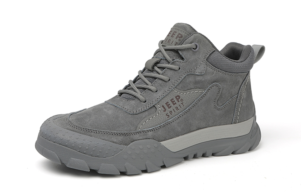 JEEP SPIRIT Waterproof Abrasion Resistant Waterproof And Wear resistant Ankle Length Outdoor Boots Men"s Gray