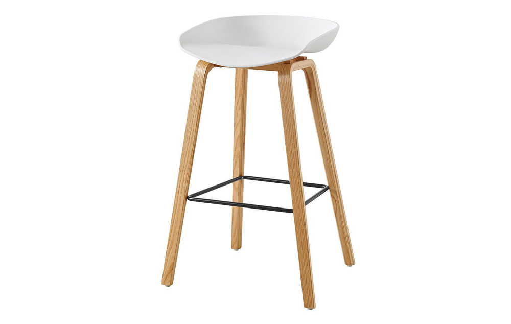 Стул барный BY003 белый бук/матовый черный металл