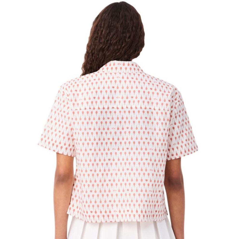 Женское теннисное поло Lacoste Roland-Garros Edition Print - flour/briquette