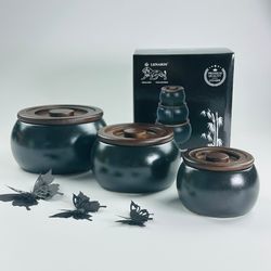 Lenardi 235-037 Набор из 3 банок 10/13/16см с крышками BLACKWOOD в под.уп.(х8)Фарфор