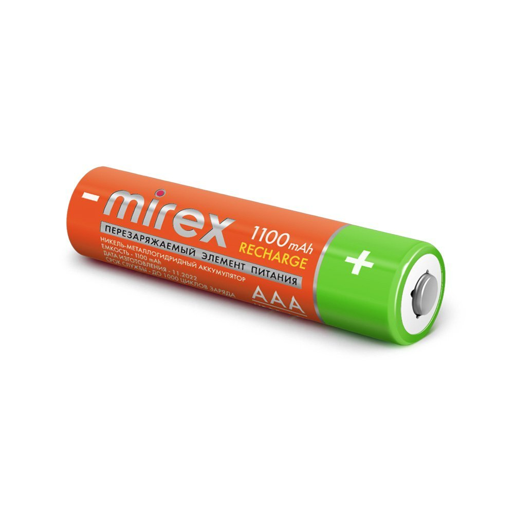 Аккумулятор ААА (HR03) 1100 мАч Mirex Ni-Mh (Цена за блистер 2 штуки)